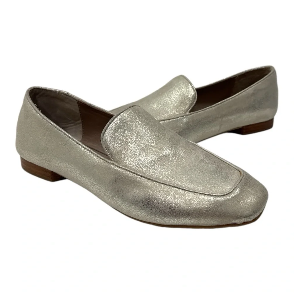 Donald J. Pliner Haro Silver Metallic Leather Slip On Loafer Women’s 8 M